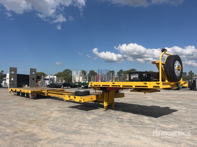2007 J Smith & Sons 3 Rows of 4 12.7 m - 18.8 m Extendable Single Drop Hydraulic Deck Widening Lowboy Trailer