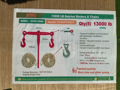 2026 STARVOX SV-RC13000 13000 lb Ratchet Binders & Chains その他 - 店舗 & 倉庫 (Unused)