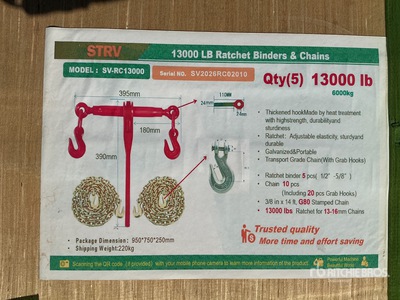 2026 STARVOX SV-RC13000 13000 lb Ratchet Binders & Chains その他 - 店舗 & 倉庫 (Unused)