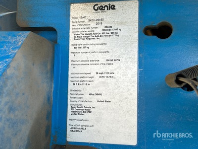 2018 Genie S45 4WD Diesel Telescopic Boom Lift