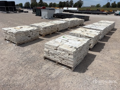 Quantity of (10) Pallets of Austin White Sunflower Limestone 4 to 8 in Chopped Veneer Pierres