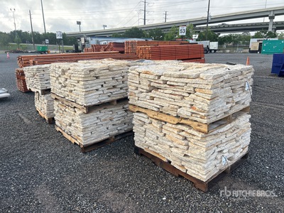Quantity of (10) Pallets of Austin White Sunflower Limestone 4 - 8 In. Chopped Veneer Stone (Unused)