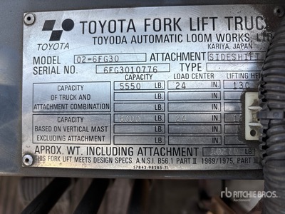 Toyota 02-6FG30 6000 lb Forklift