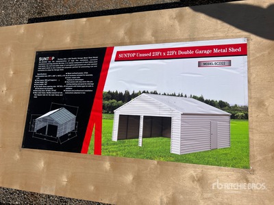 2026 SUNTOP S2322 23 ft x 22 ft Double Garage Metal Shed (Unused)