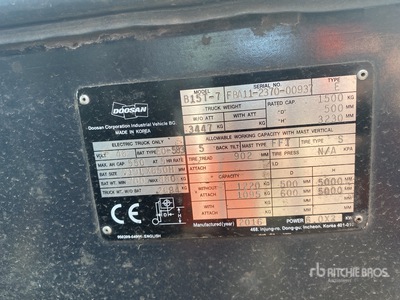 2016 Doosan B15T-7 Electric Forklift
