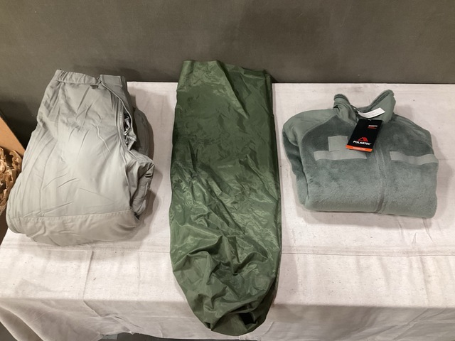 (14) Clothing Bags, (35) Cold Weather Jackets & Assorted Items