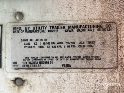 2017 Utility 53 ft x 102 in T/A Refrigerated Trailer