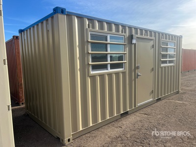 20 ft x 8 ft Skid-Mounted Storage Container Mobile Office (Unused)