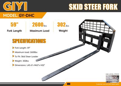 2026 GIYI GY-DHC 59 in Skid Steer Forks (Unused)