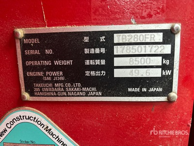 2020 Takeuchi TB280FR Minibagger
