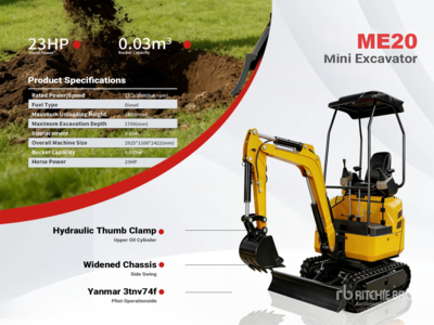 2026 ME20-YELLOW Diesel Mini Excavator (Unused)