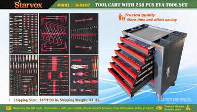 2026 STARVOX JS-RC07 Tool Cart w/ (258) pcs Tool Set Varios, herramientas manuales (Unused)