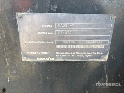 2012 Komatsu WA380-7 Wheel Loader