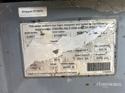 2015 Skyjack SJ86T 4WD Diesel Telescopic Boom Lift