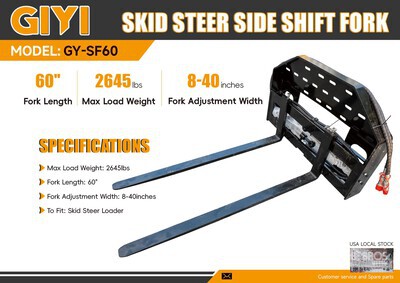 2026 GIYI GY-SF60 1520 mm Fourches pour Skid Steer (Unused)