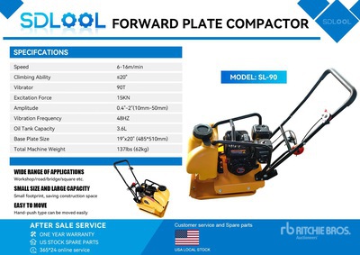 2026 SDLOOL SL90 Vibratory Plate Compactor (Unused)