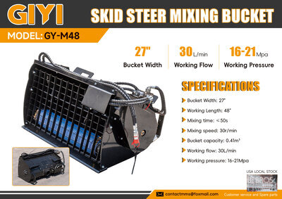 2026 GIYI GY-M48 1220 mm Mélangeur de béton Skid Steer (Unused)