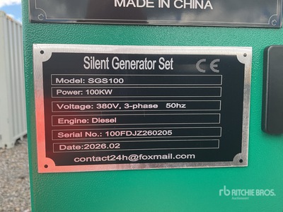 2026 SKLP SK-SGS100 Silent Type Generator Set Generator set (Unused)