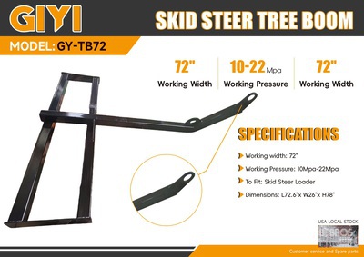 2026 GIYI GY-TB72 Skid Steer Tree Boom Pluma para miniexcavadora (Unused)