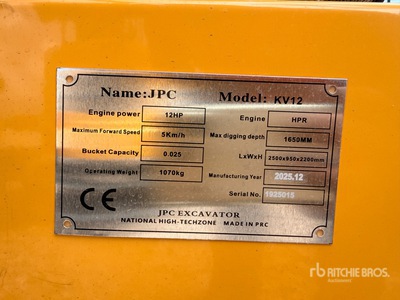 2025 JPC KV12 Minibagger (Unused)