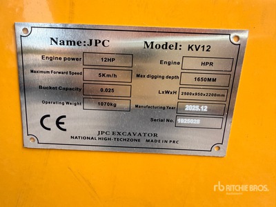 2025 JPC KV12 Minibagger (Unused)