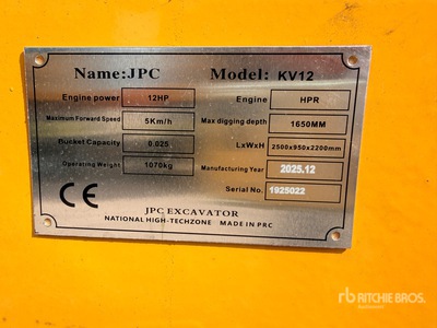2025 JPC KV12 Minibagger (Unused)
