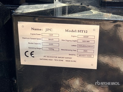2025 JPC HT12 を見 Mini Excavator (Unused)