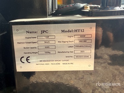 2025 JPC HT12 を見 Mini Excavator (Unused)
