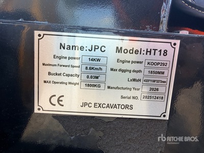 2026 JPC HT18 Minibagger (Unused)