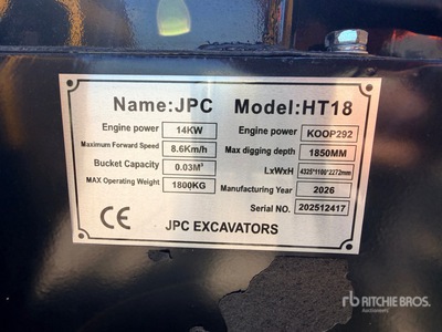 2026 JPC HT18 Minibagger (Unused)
