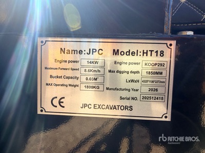 2026 JPC HT18 Minibagger (Unused)