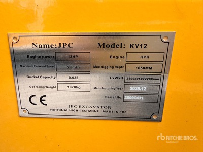 2025 JPC KV12 Minibagger (Unused)