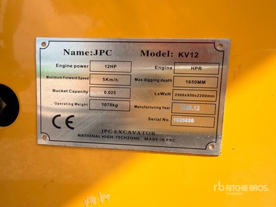2025 JPC KV12 Minibagger (Unused)