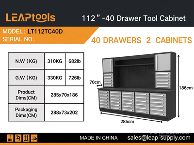 2026 LEAPtools LT112TC40D 2850 mm 40-Drawer Tool Cabinet (Unused)