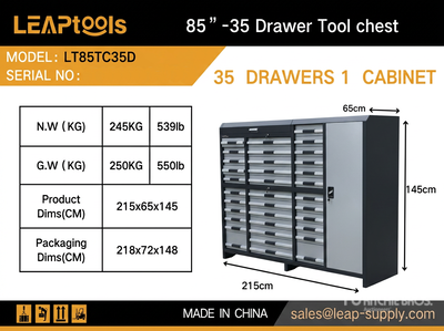 2026 LEAPtools LT85TC35D 2150 mm 35-Drawer Tool Cabinet (Unused)