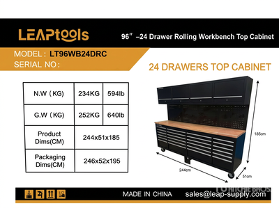 2026 LEAPtools LT96WB24DRC 2440 mm 24-Drawer Tool Cabinet (Unused)