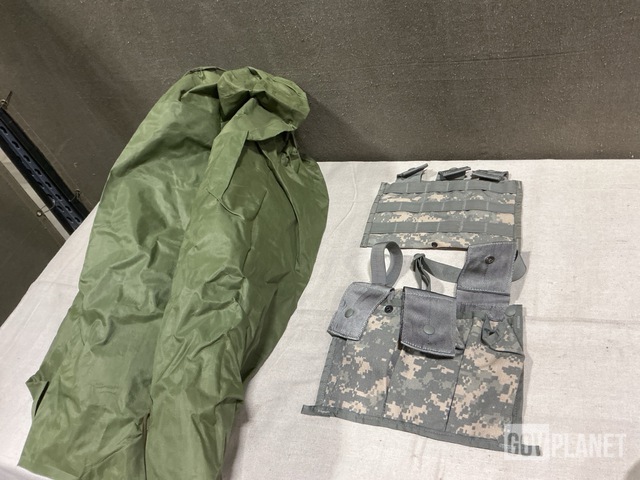 (67) Bandoleer Ammo Pouches, (18) Clothing Bags & Assorted Items