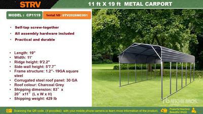 2026 STARVOX CP1119 11 ft x 19 ft Carport (Unused)