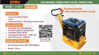 2026 STARVOX C160-2 REVERSIBLE Vibratory Plate Compactor (Unused)