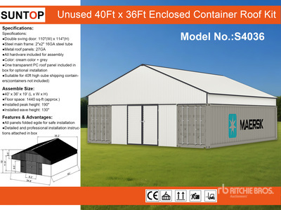 2026 SUNTOP S4036 36 ft x 40 ft Enclosed Refugio de Contenedores (Unused)