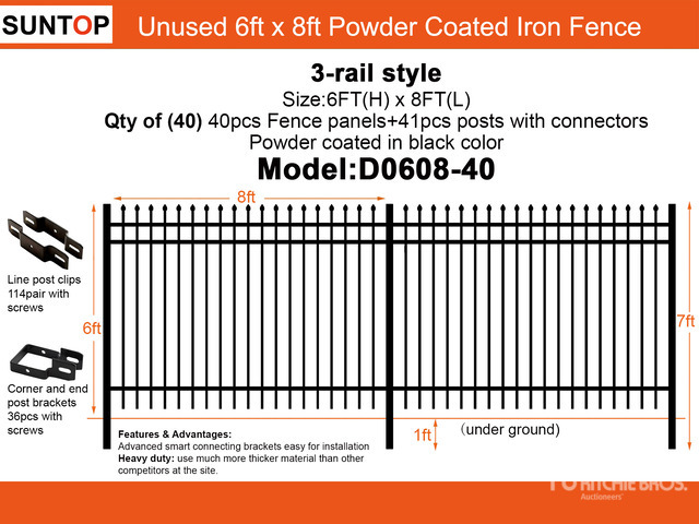 Quantity of (40) 2026 SUNTOP D0608-40 6 ft x 8 ft Powder Coated Fencing (Unused)