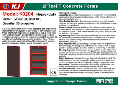 Quantity of (30) 2026 KJ K0204 2 ft x 4 ft Steel Frame Concrete Forms (Unused)