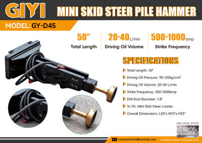 2026 GIYI GY-D45 Mini Skid Steer Post Driver (Unused)