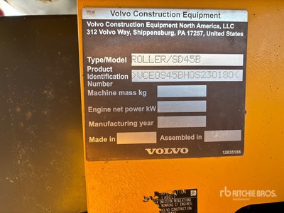 2019 Volvo SD45B Smooth Drum Compactor