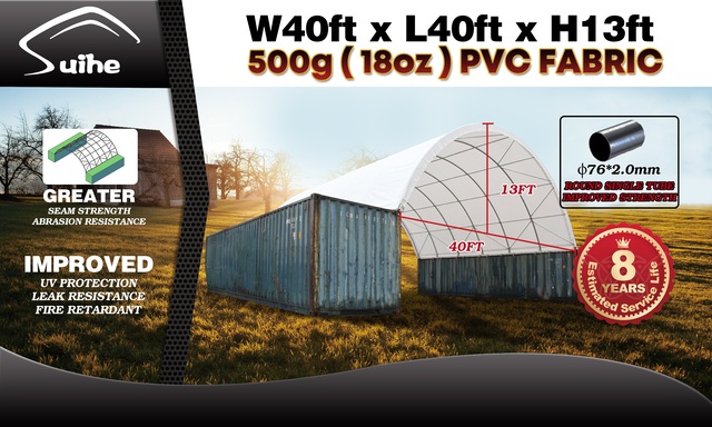 2026 Suihe C404013-500gPVC 40 ft x 40 ft x 13 ft Container Shelter (Unused) 2026 Suihe C404013-500gPVC 40 ft x 40 ft x 13 ft Container Shelter (Unused)