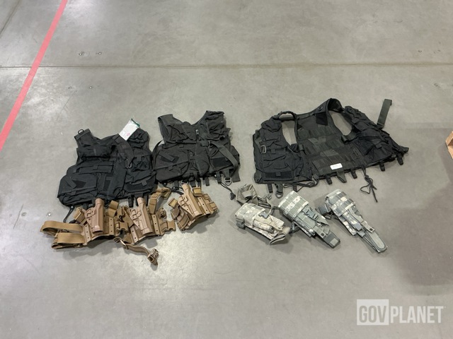 (3) Vests, (12) Pistol Holster Kits & Assorted Items