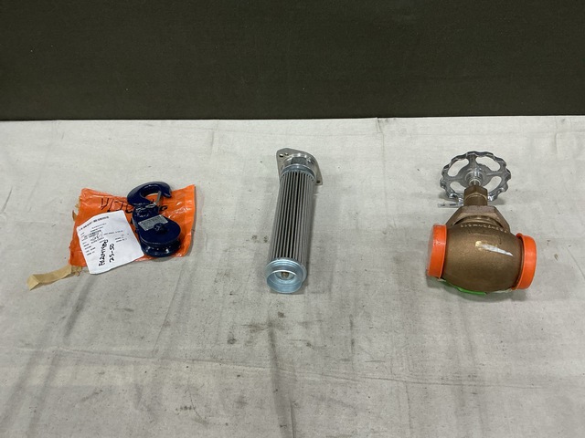 (10) Snatch Blocks, (4) Fluid Filters, (1) Globe Valve & Assorted Items