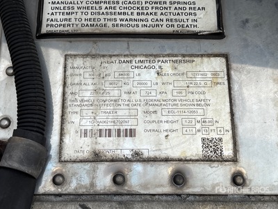 2017 Great Dane 53 ft x 102 in T/A Refrigerated Trailer