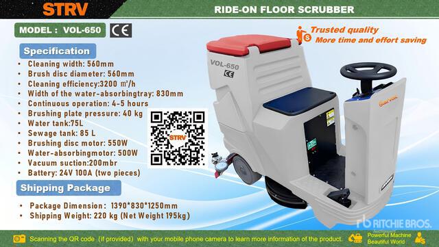 2026 STARVOX VOL-650 Ride-On Electric Floor Scrubber (Unused)