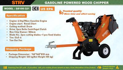 2026 STARVOX GS100-321 Tow-Behind Astilladora de madera (Unused)